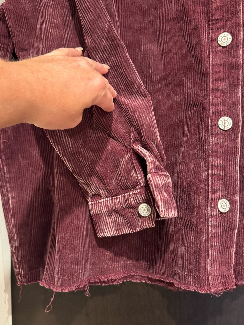 ZENANA Corduroy Button-Up Shacket in a Wine/Burgundy Color - Picture 8 of 12